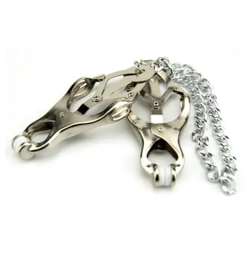 Bound to Please Squeezer Teaser Clover Nipple Clamps with Chain - Image 2