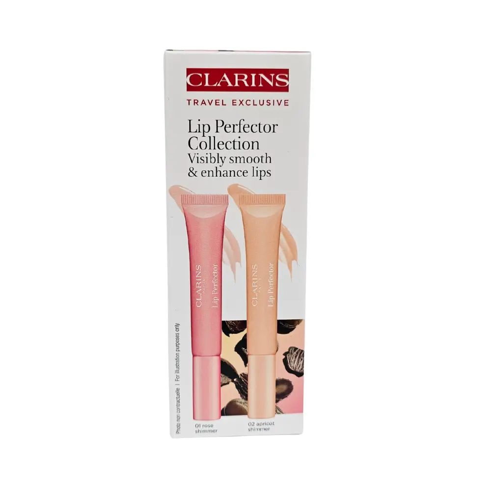 Clarins Lip Perfector Collection Duo 01 Rose Shimmer 12ml + 02 Apricot Shimmer 12ml