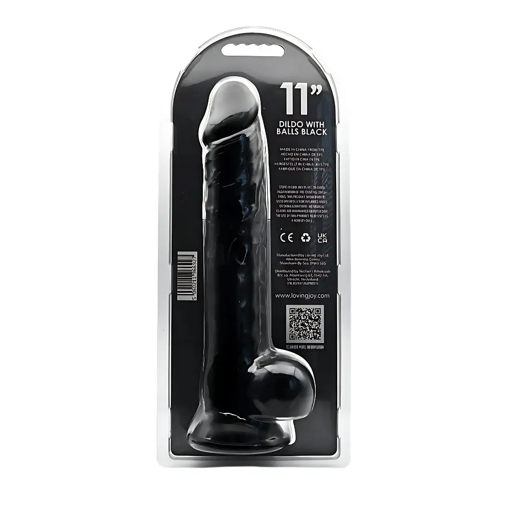 Loving Joy 11 Inch Dildo with Balls Black - Image 5