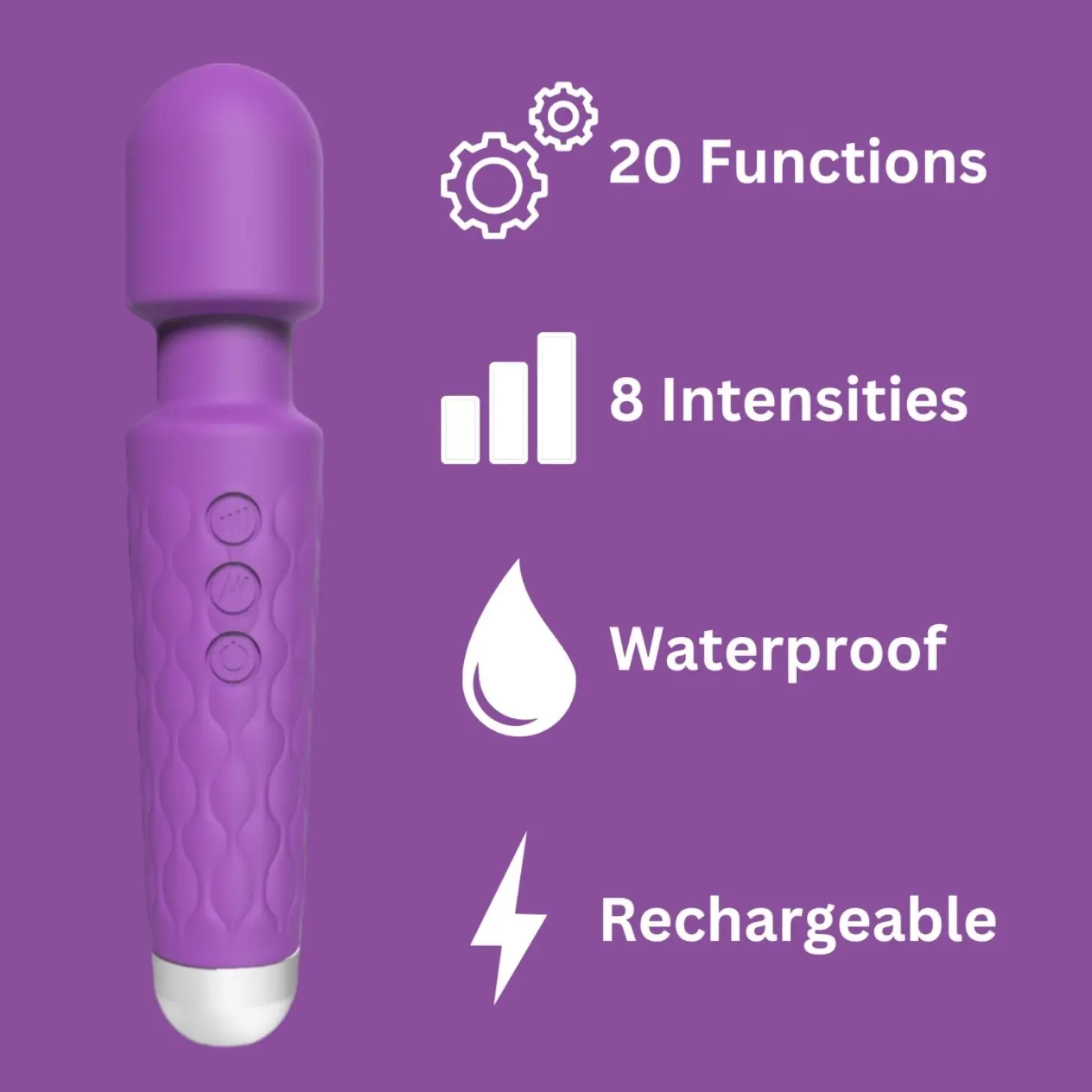 Loving Joy 20 Function Wand Vibrator Purple - Image 7