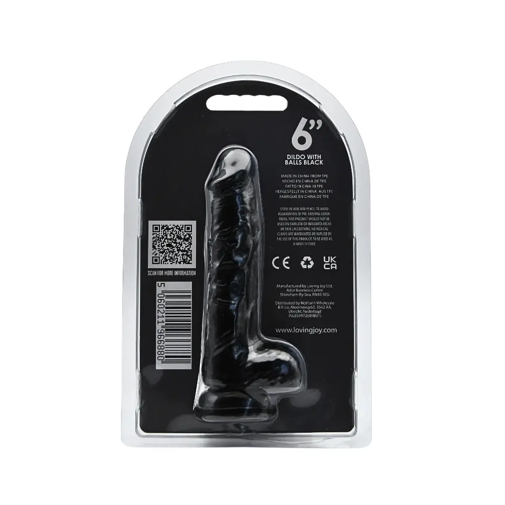 Loving Joy 6 Inch Dildo with Balls Black - Image 5