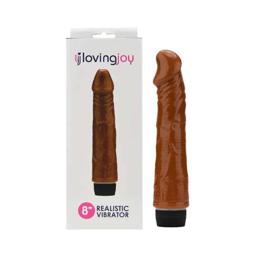 Loving Joy 8 inch Realistic Vibrator Brown - Image 5