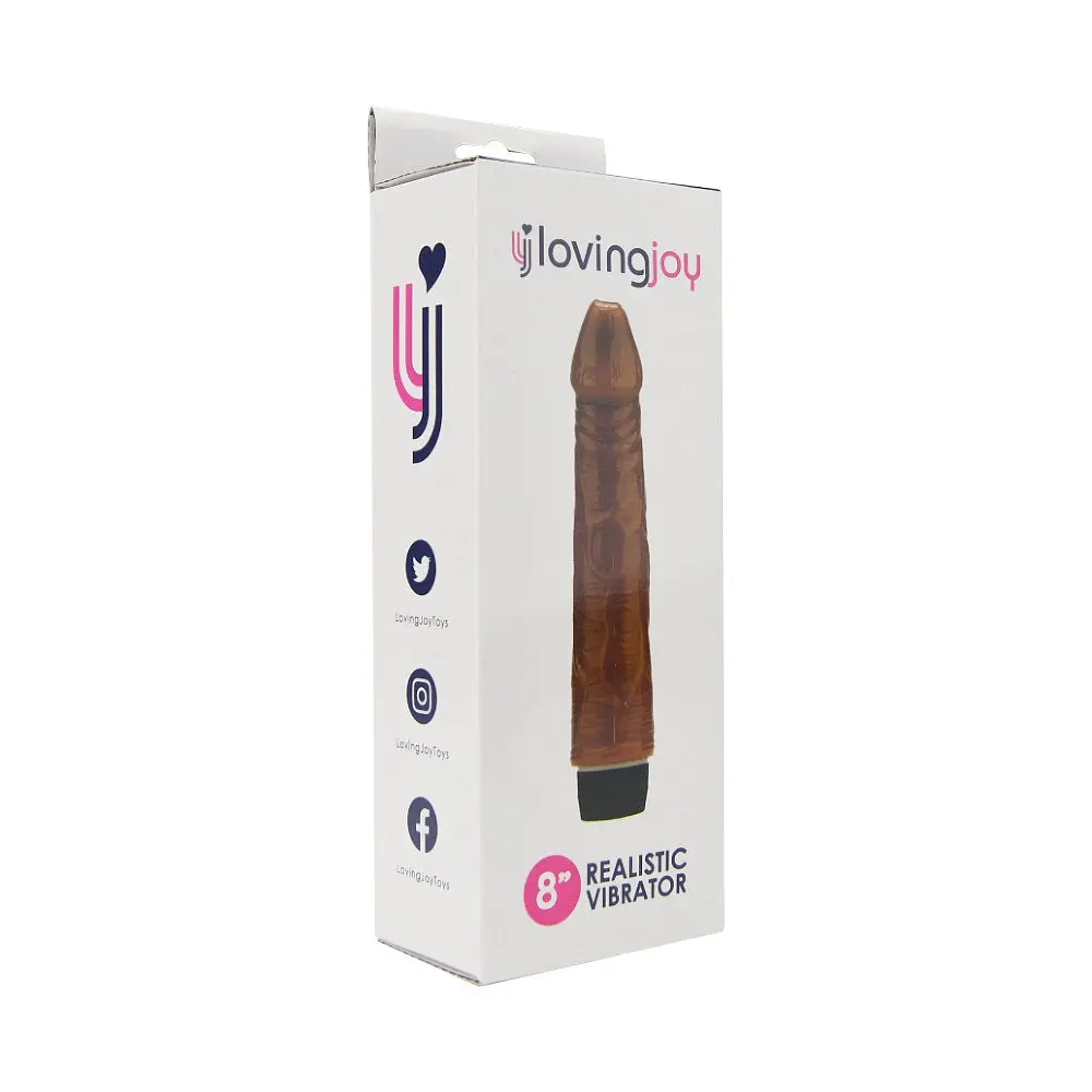 Loving Joy 8 inch Realistic Vibrator Brown - Image 8