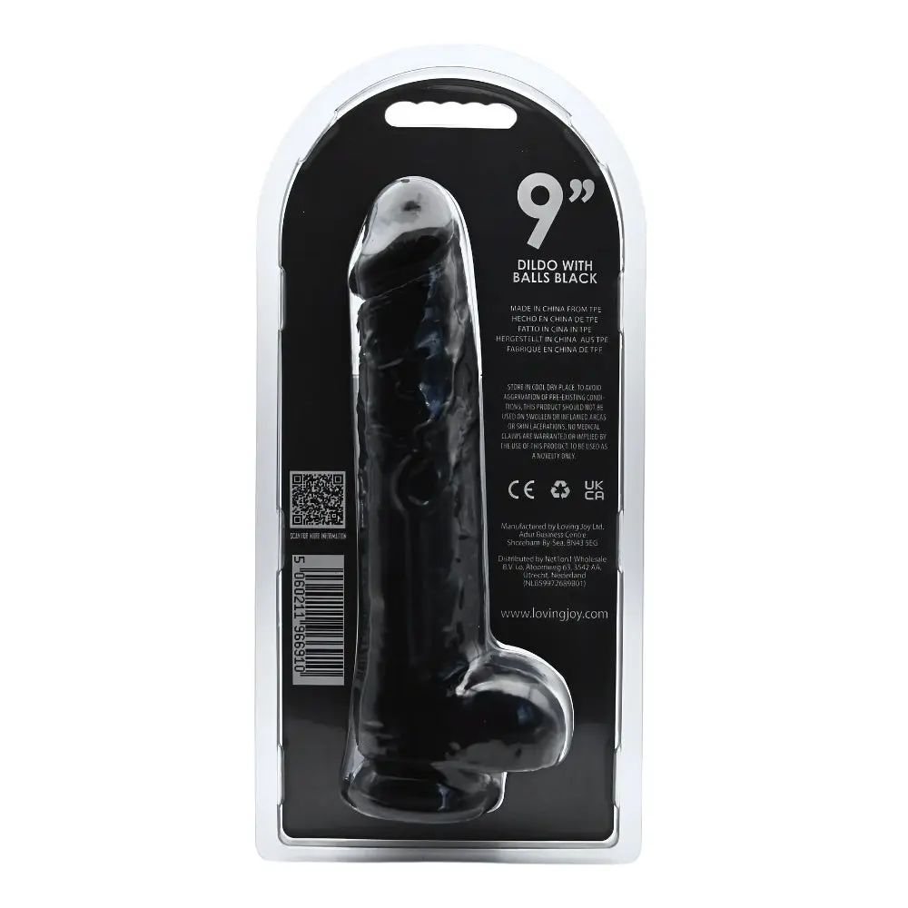 Loving Joy 9 Inch Dildo with Balls Black - Image 5