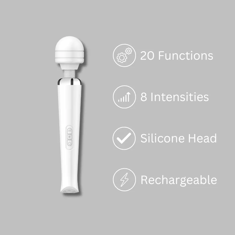 Loving Joy Rechargeable Magic Wand Vibrator White - Image 2