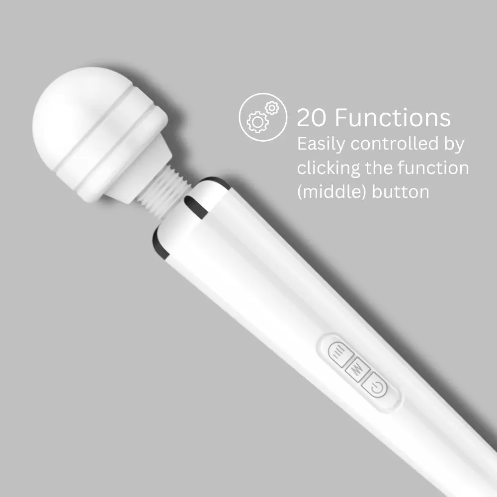 Loving Joy Rechargeable Magic Wand Vibrator White - Image 3