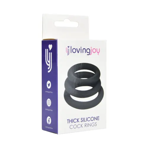 Loving Joy Thick Silicone Cock Rings 3 Pack Grey - Image 5