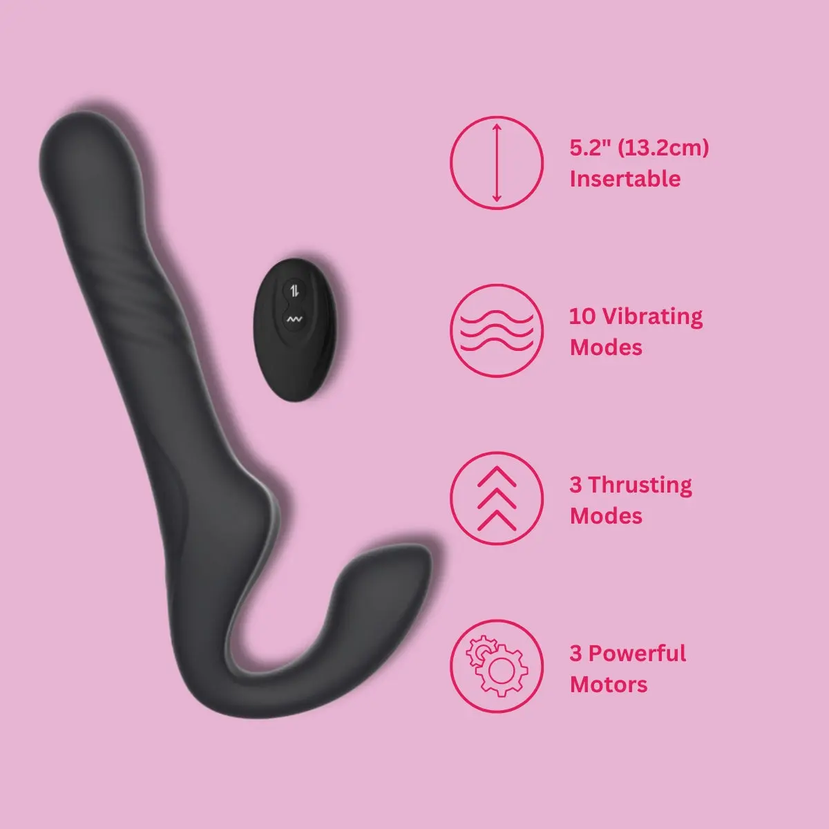 Mina Surge Remote Thrusting & Vibrating Strapless Strap On - Image 9
