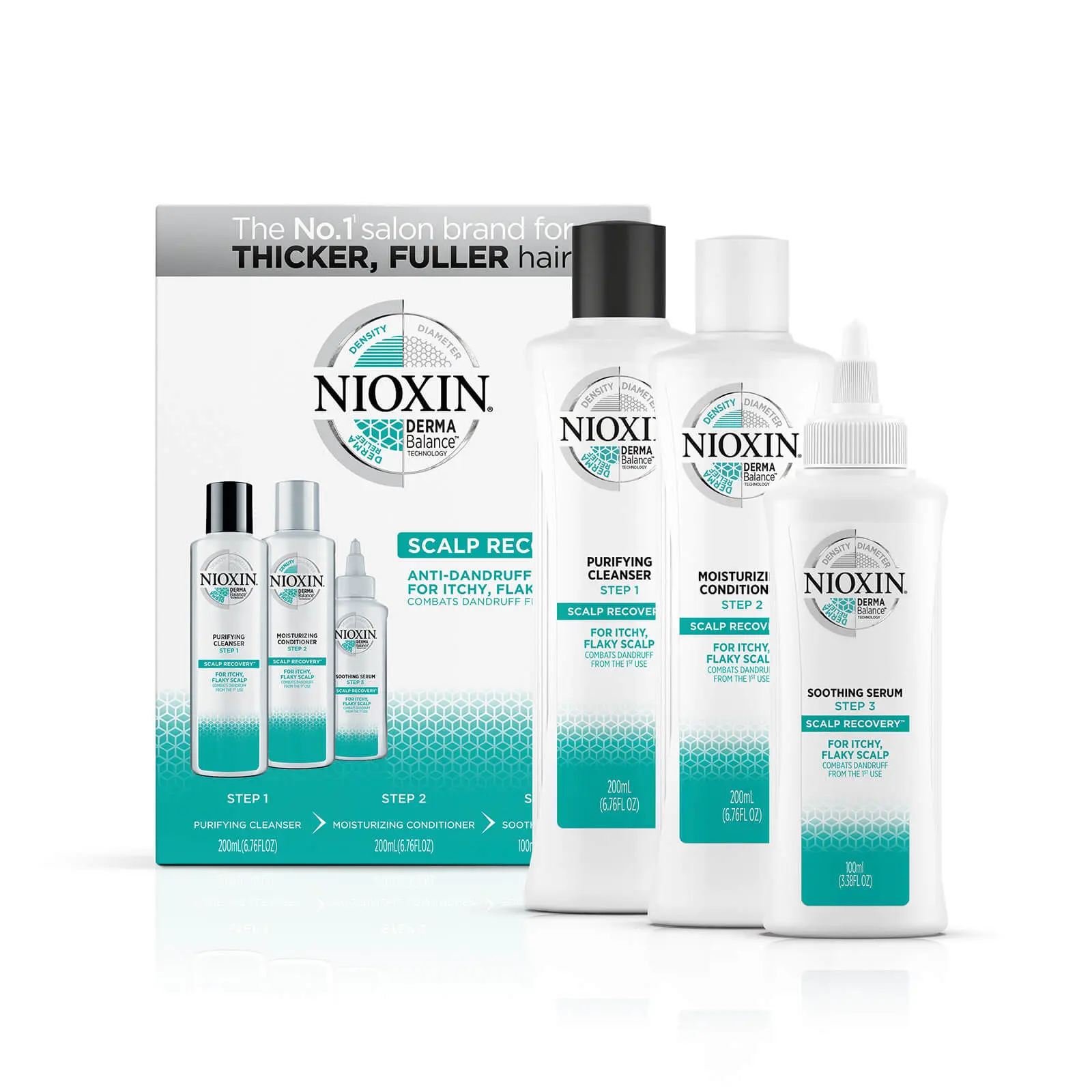 Nioxin Scalp Recovery 3 Part Anti-Dandruff System Kit for Itchy, Flaky, Dry Scalp