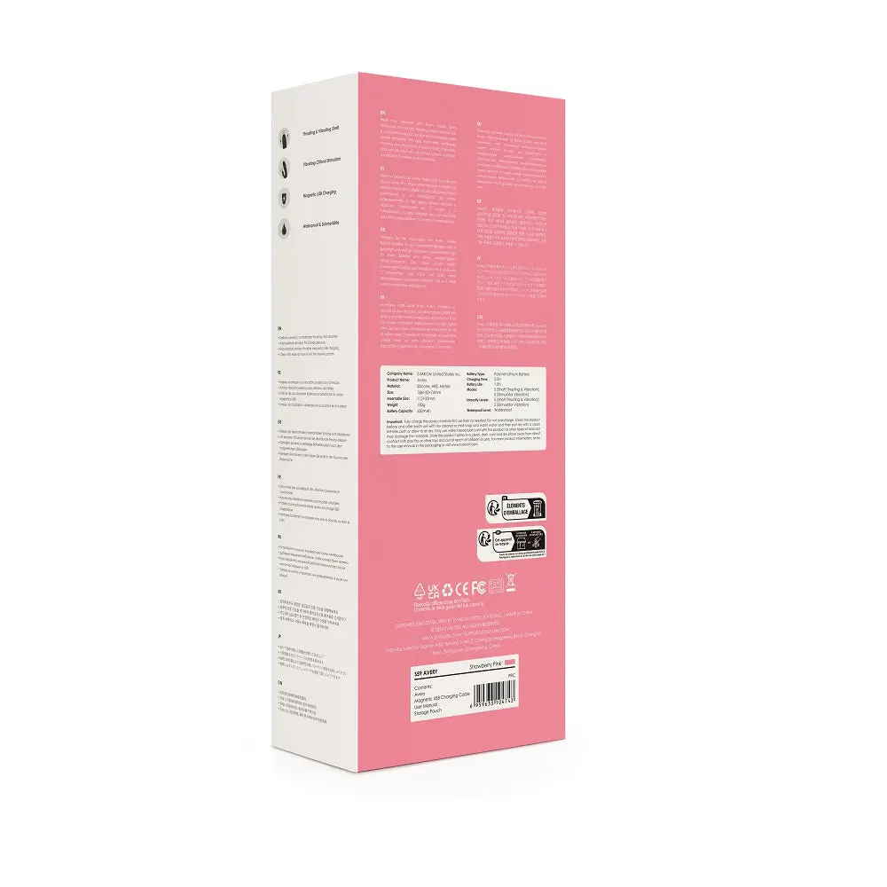 Svakom Avery Thrusting Vibrator with Clitoral Stimulator Pink - Image 11