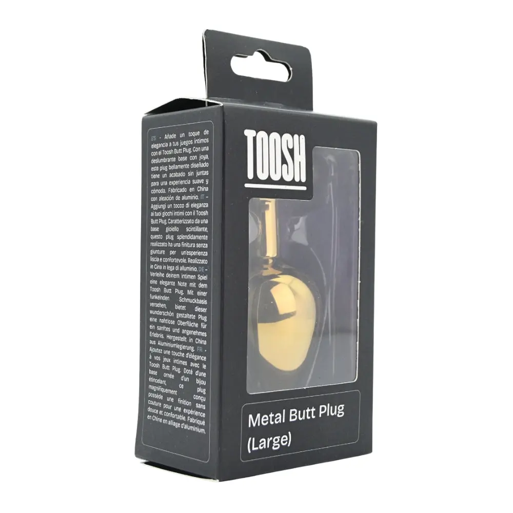 Toosh Gold Metal Butt Plug Large Clear Stone - Image 8