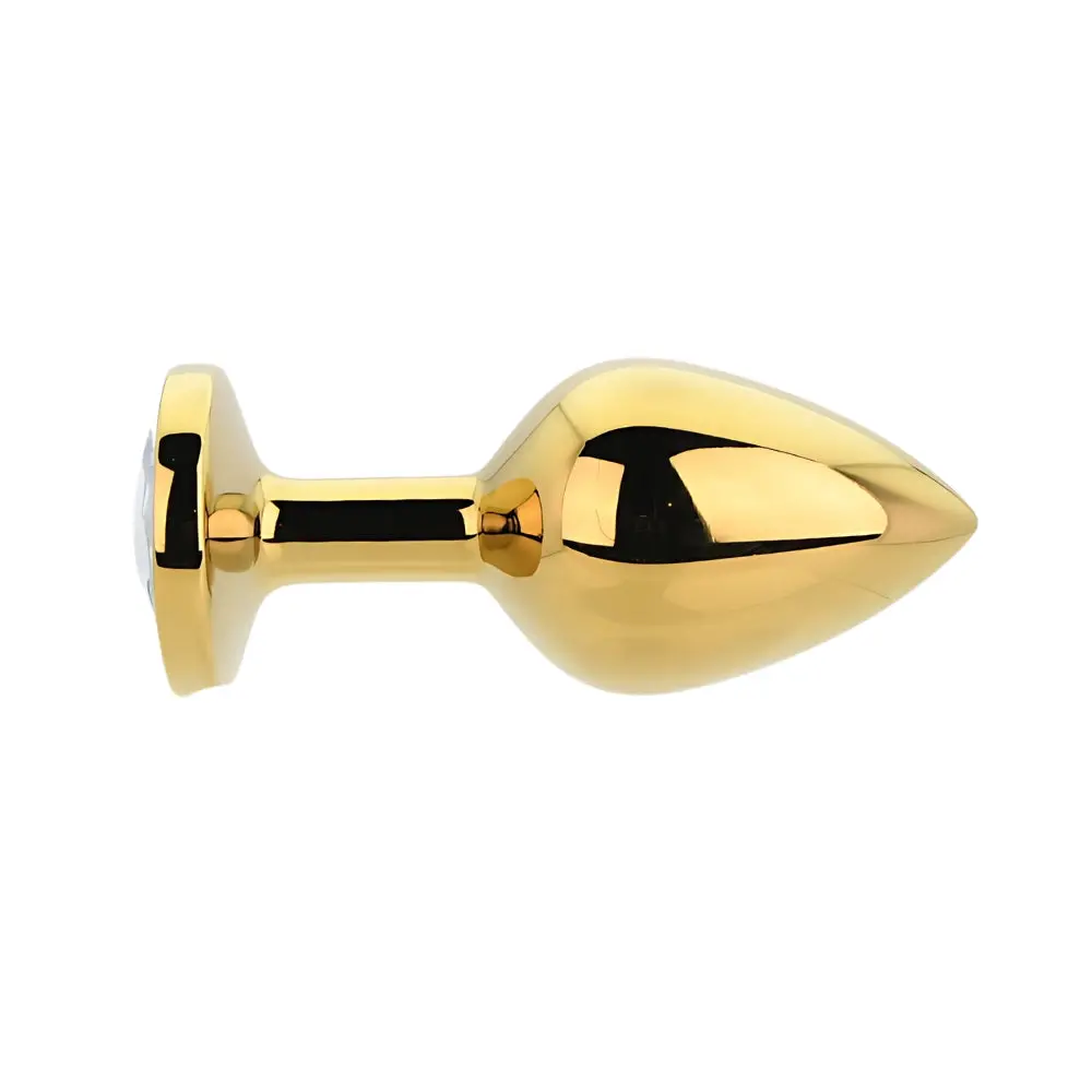 Toosh Gold Metal Butt Plug Medium Clear Stone - Image 2