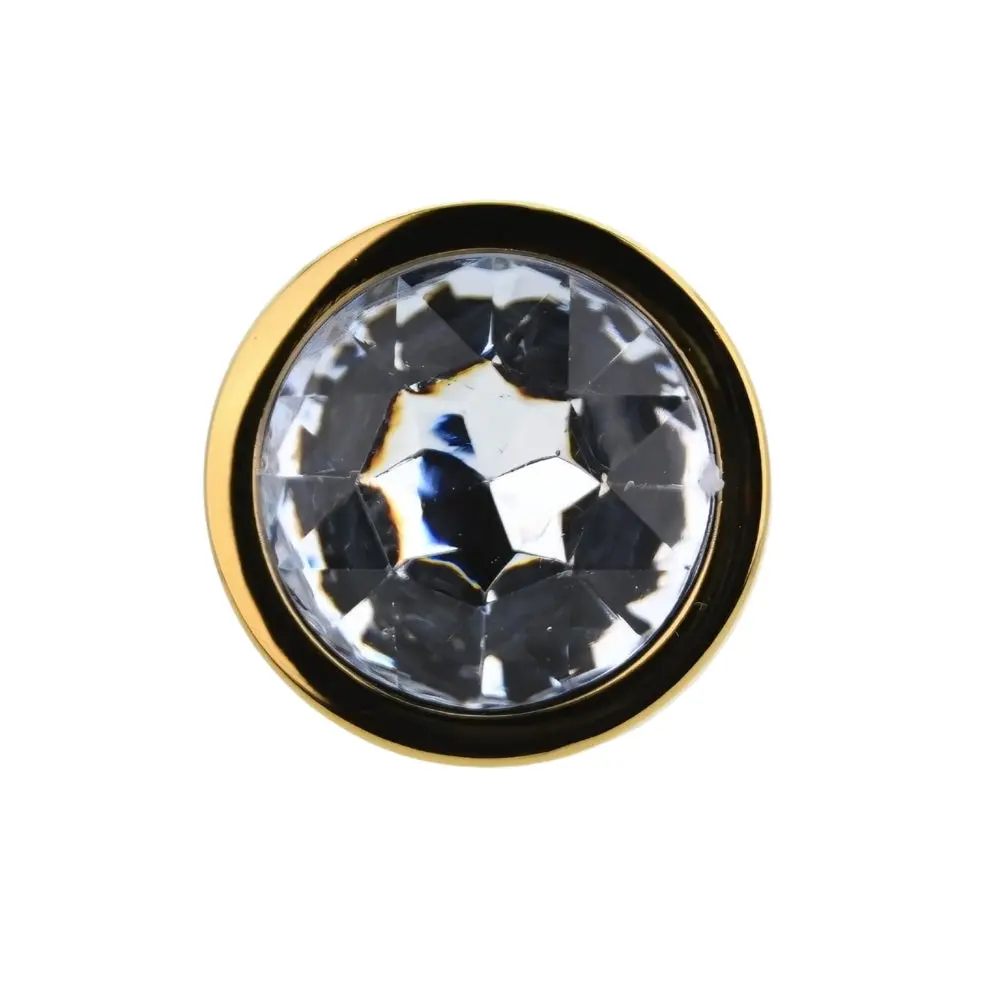 Toosh Gold Metal Butt Plug Medium Clear Stone - Image 6