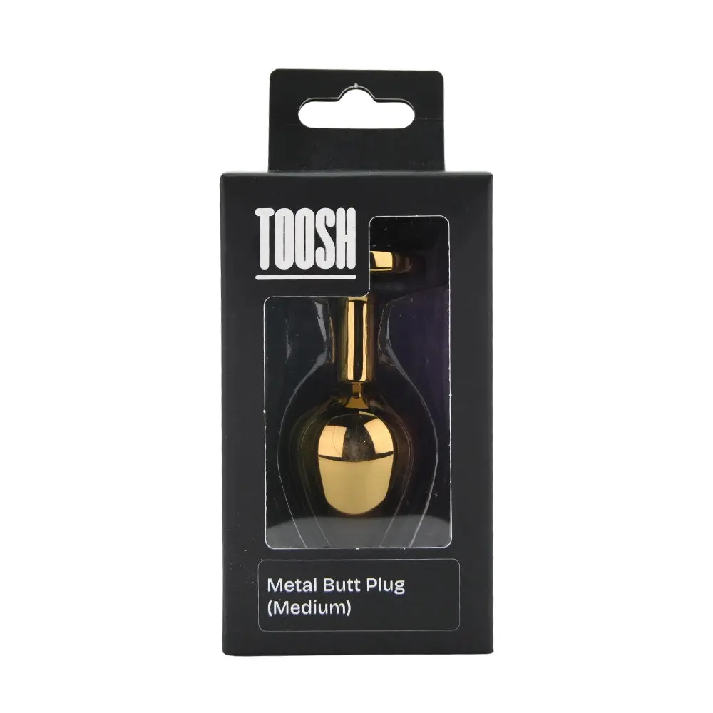 Toosh Gold Metal Butt Plug Medium Clear Stone - Image 7