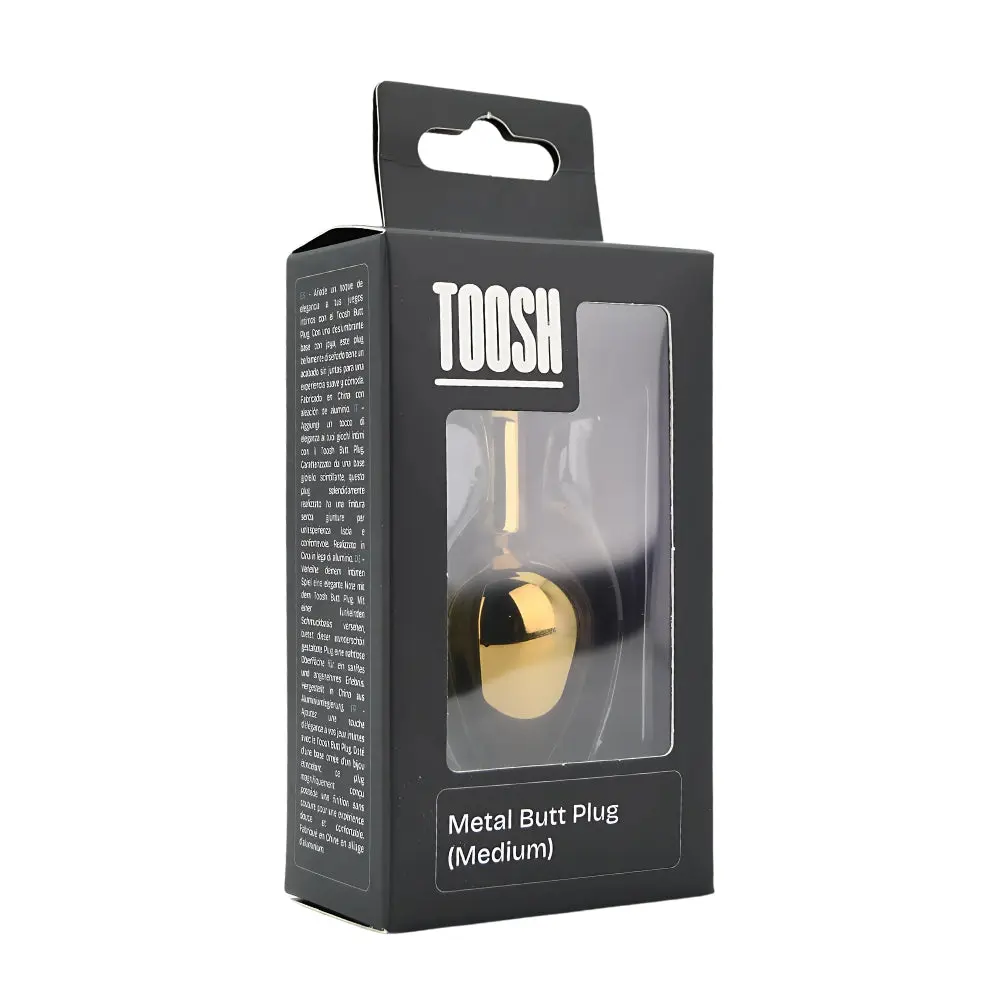 Toosh Gold Metal Butt Plug Medium Clear Stone - Image 8