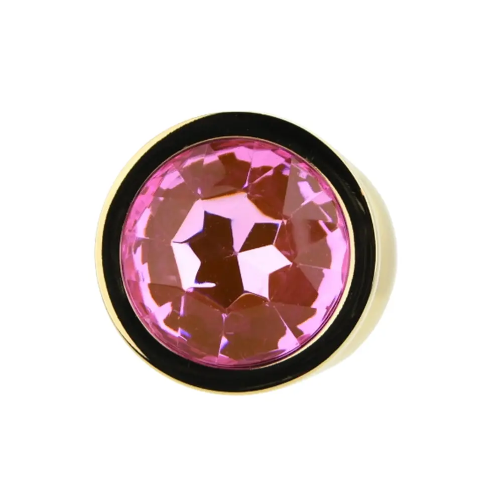 Toosh Gold Metal Butt Plug Medium Pink Stone - Image 6