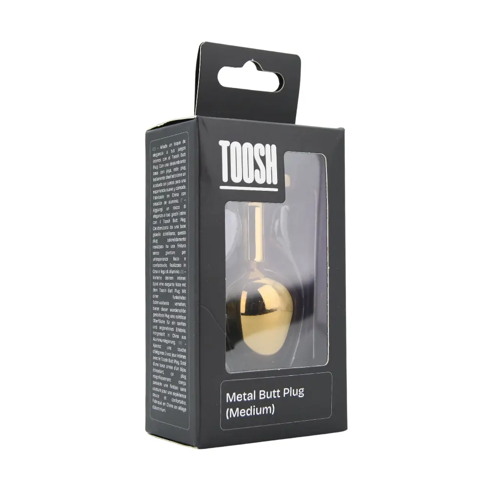 Toosh Gold Metal Butt Plug Medium Red Stone - Image 10