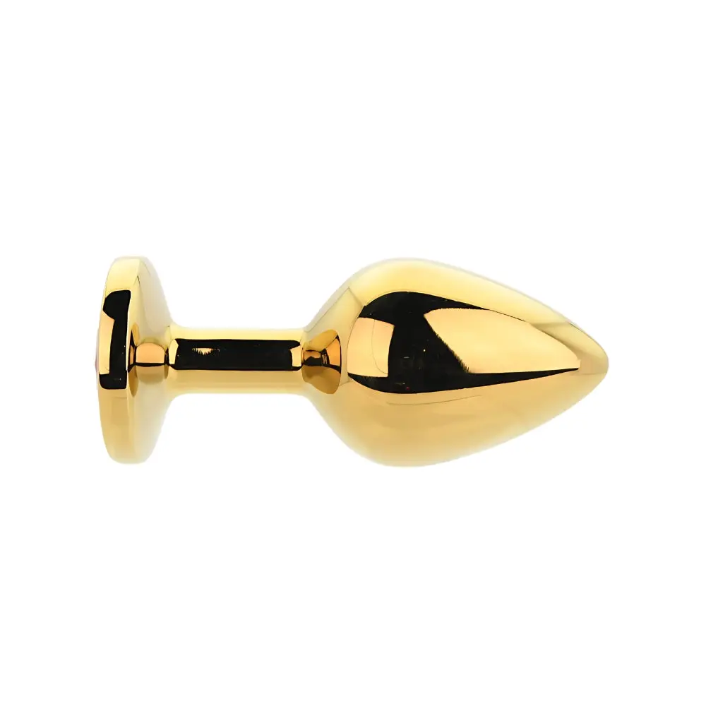 Toosh Gold Metal Butt Plug Medium Red Stone - Image 2