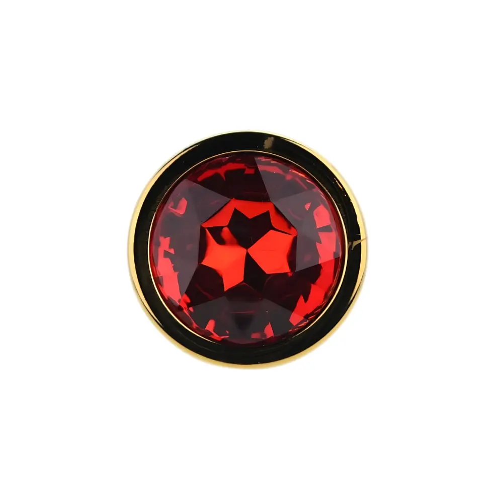 Toosh Gold Metal Butt Plug Medium Red Stone - Image 7