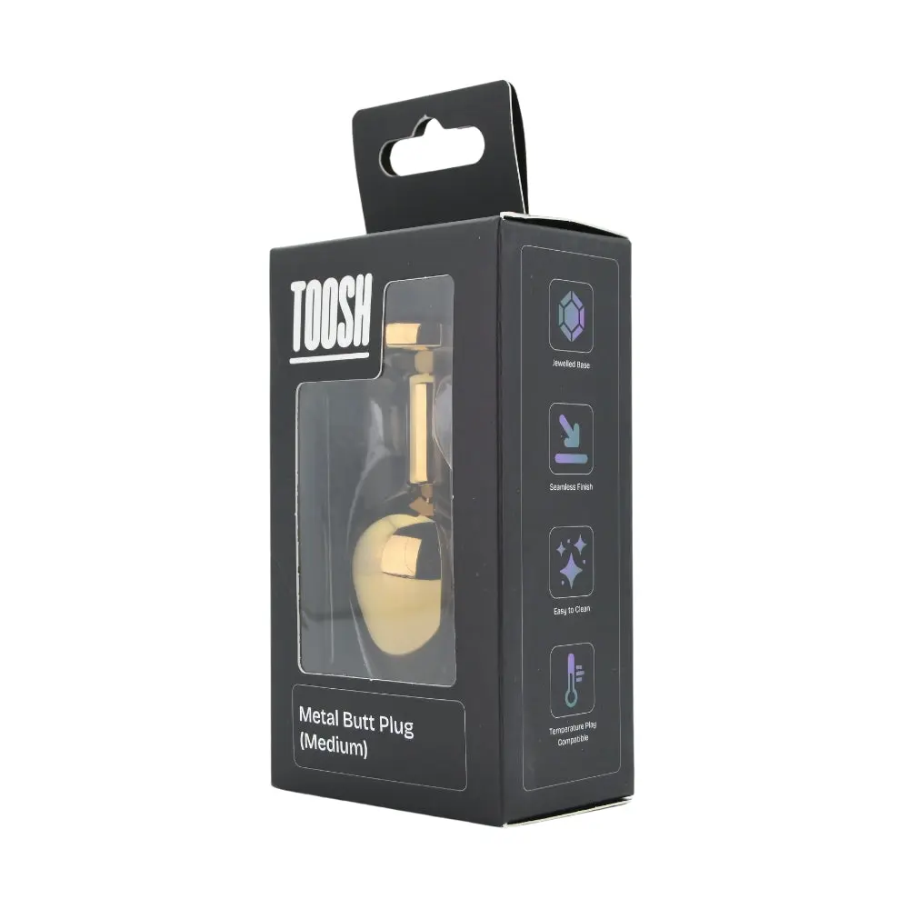 Toosh Gold Metal Butt Plug Medium Red Stone - Image 9