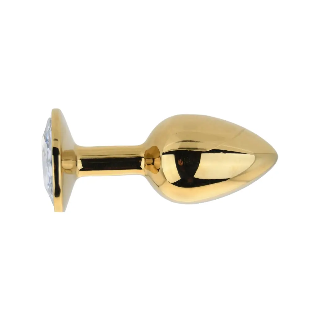 Toosh Gold Metal Butt Plug Small Clear Stone - Image 2