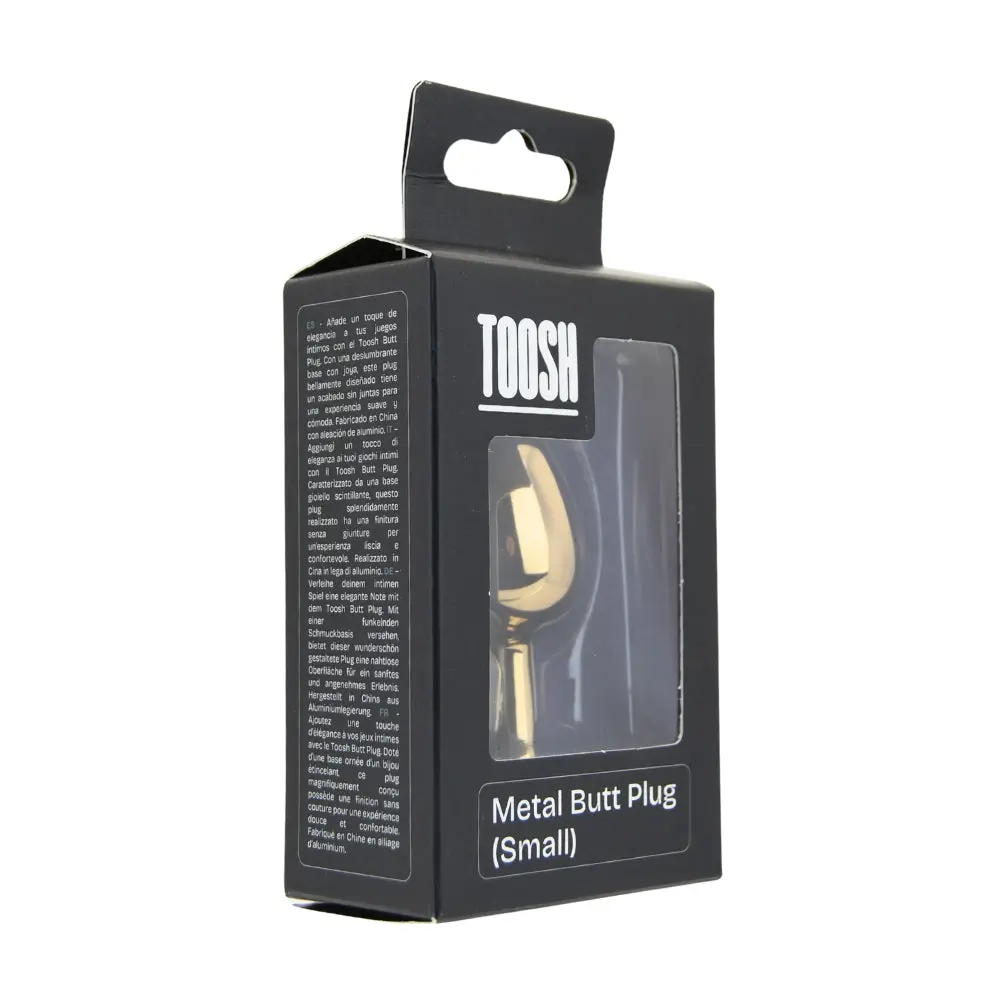 Toosh Gold Metal Butt Plug Small Pink Stone - Image 9
