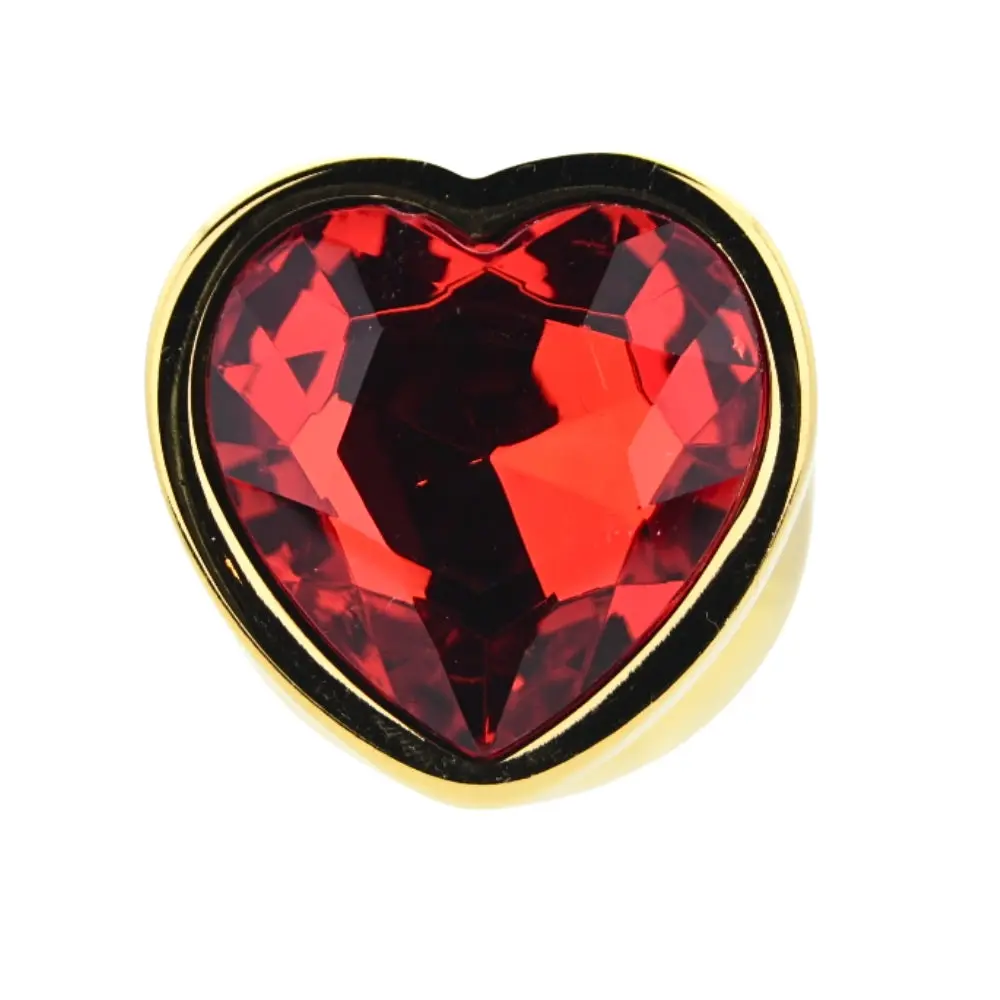 Toosh Heart Shaped Gold Butt Plug with Red Stone Large - Image 5
