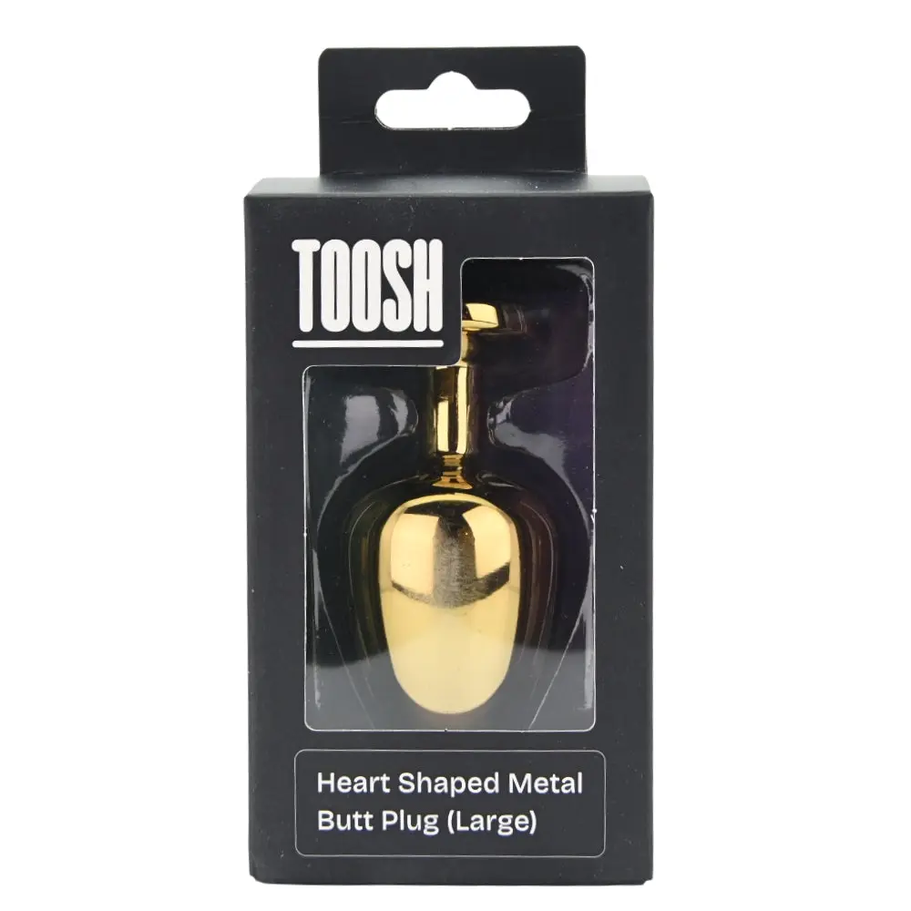 Toosh Heart Shaped Gold Butt Plug with Red Stone Large - Image 6
