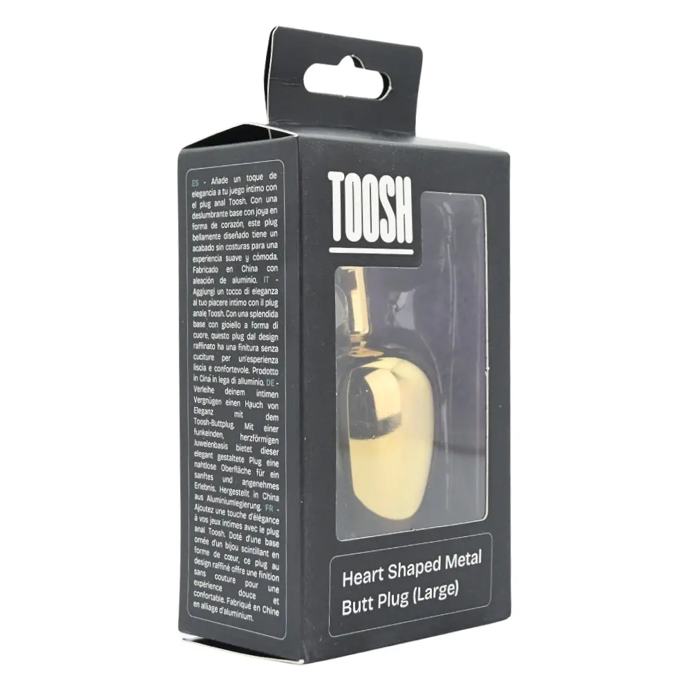 Toosh Heart Shaped Gold Butt Plug with Red Stone Large - Image 7
