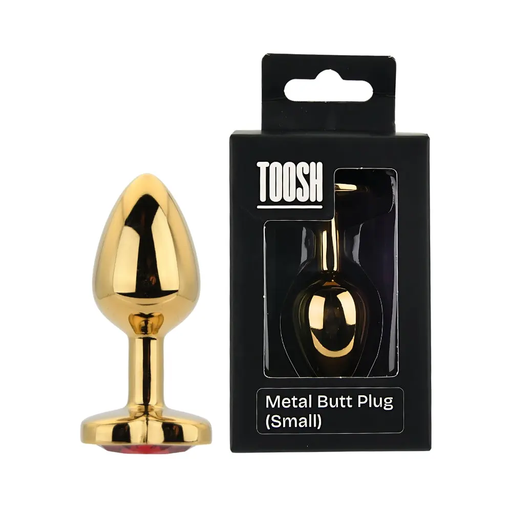 Toosh Heart Shaped Gold Butt Plug with Red Stone Small - Image 10