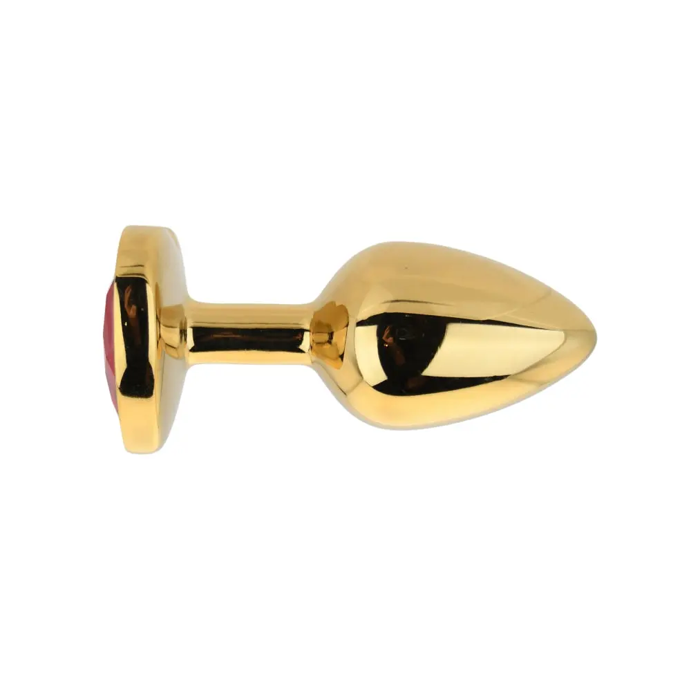 Toosh Heart Shaped Gold Butt Plug with Red Stone Small - Image 2