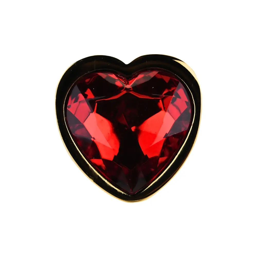 Toosh Heart Shaped Gold Butt Plug with Red Stone Small - Image 6