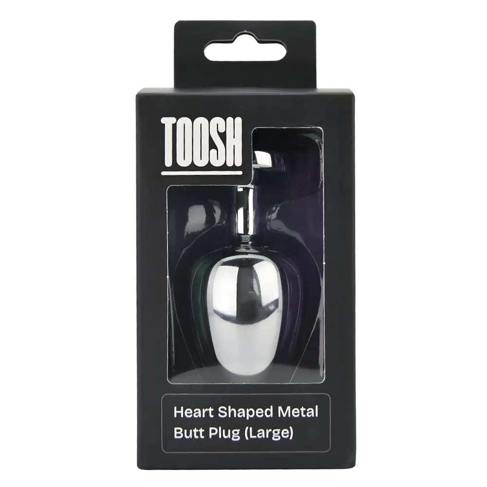 Toosh Heart Shaped Silver Butt Plug with Red Stone Large - Image 7