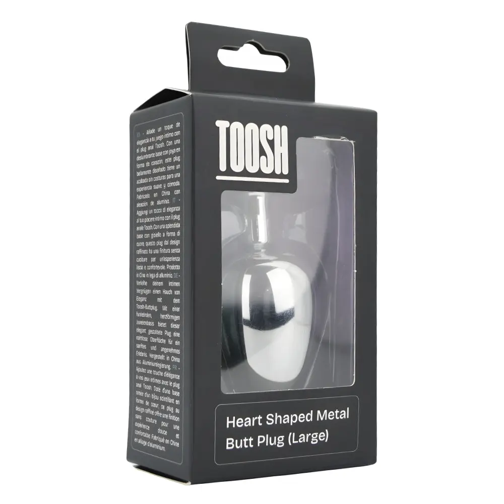 Toosh Heart Shaped Silver Butt Plug with Red Stone Large - Image 8