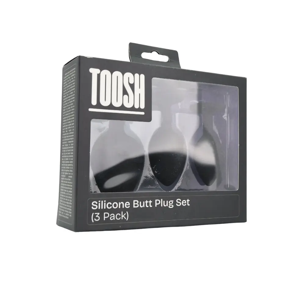Toosh Silicone Butt Plug Black Set of 3 Clear Stone - Image 9