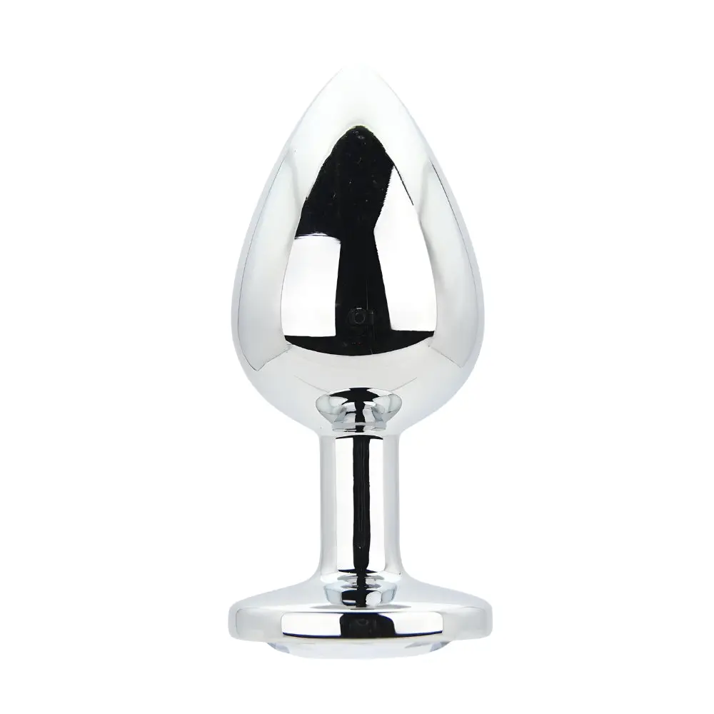 Toosh Silver Metal Butt Plug Large Clear Stone