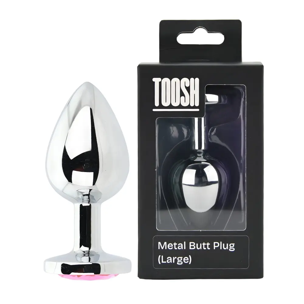 Toosh Silver Metal Butt Plug Large Pink Stone - Image 10