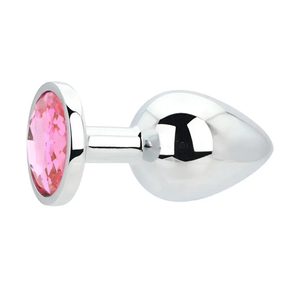 Toosh Silver Metal Butt Plug Large Pink Stone - Image 3