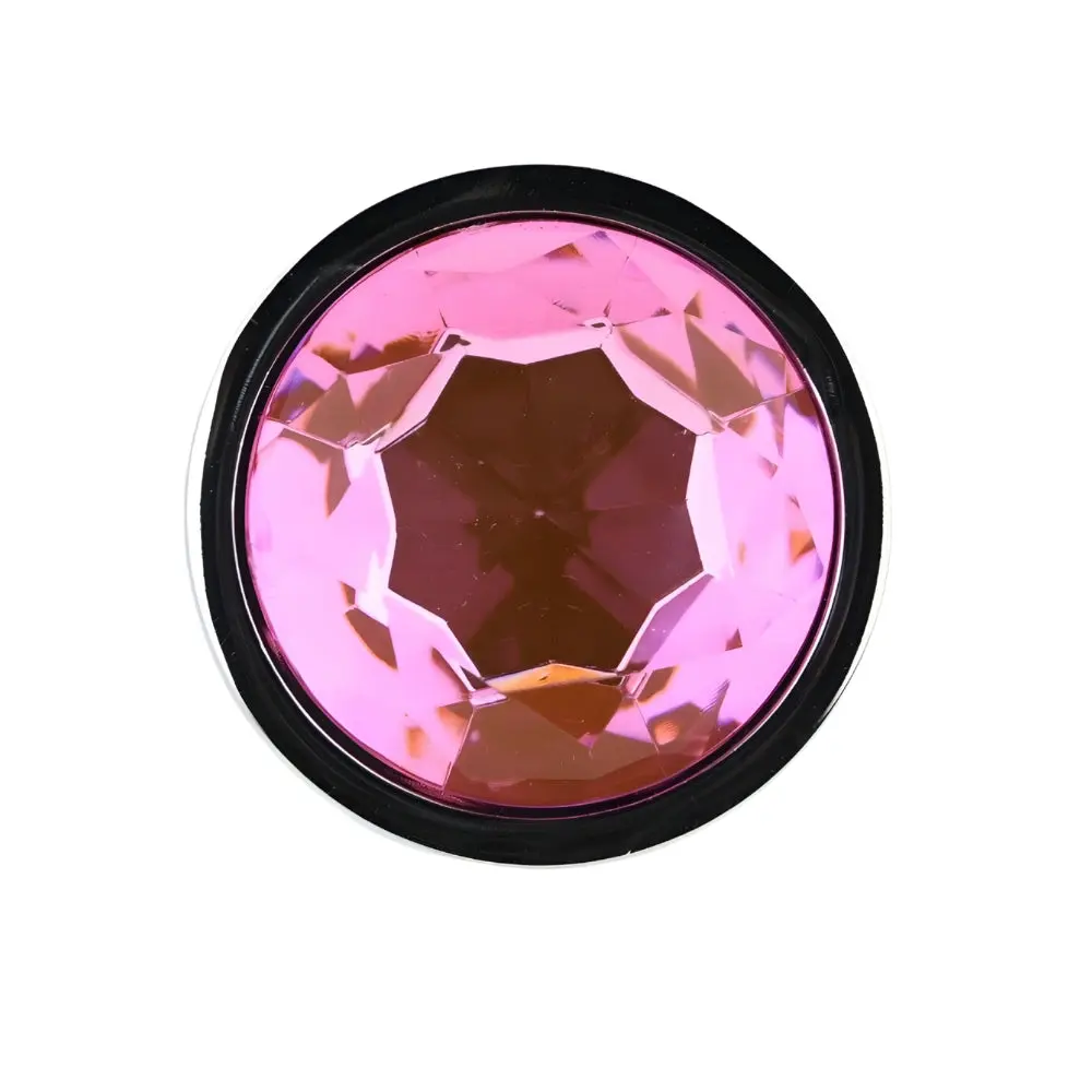 Toosh Silver Metal Butt Plug Large Pink Stone - Image 5