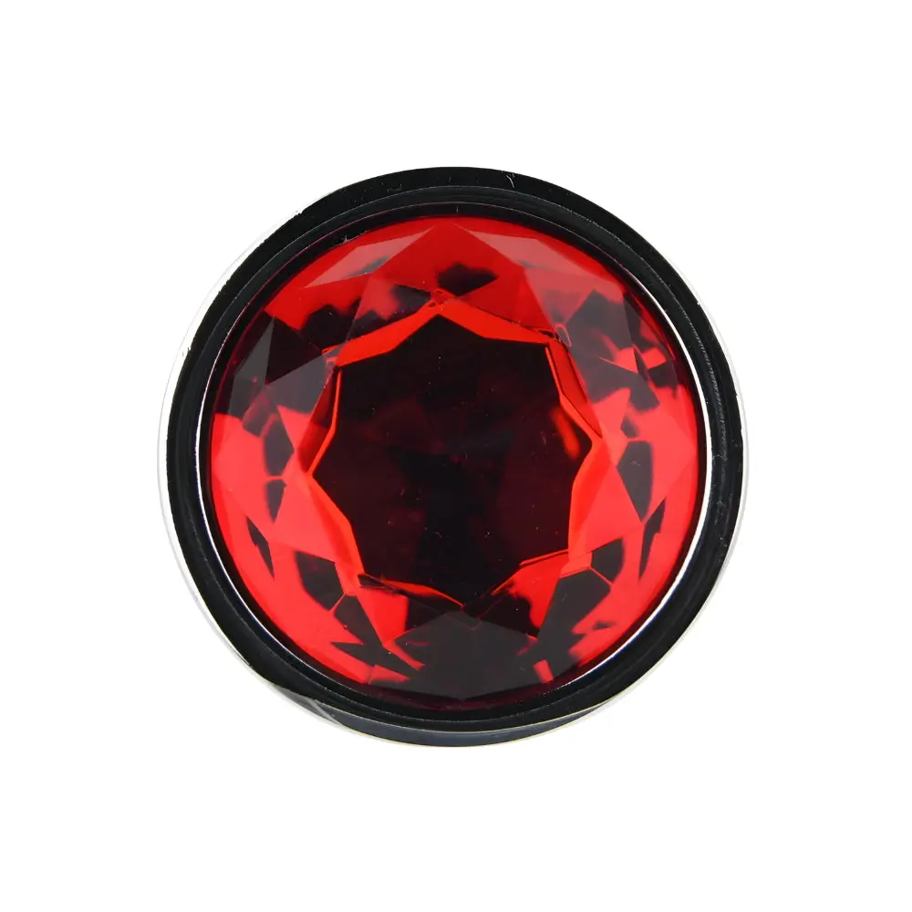 Toosh Silver Metal Butt Plug Large Red Stone - Image 5