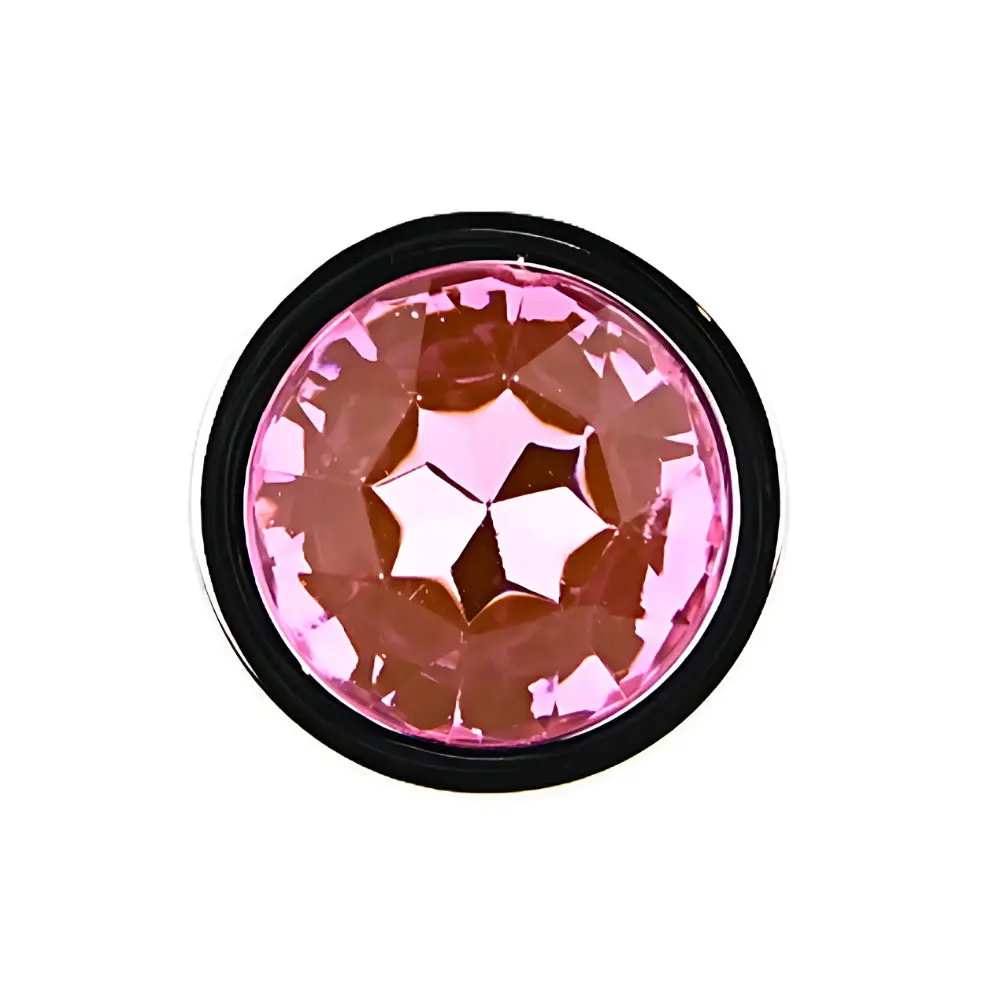 Toosh Silver Metal Butt Plug Medium Pink Stone - Image 6