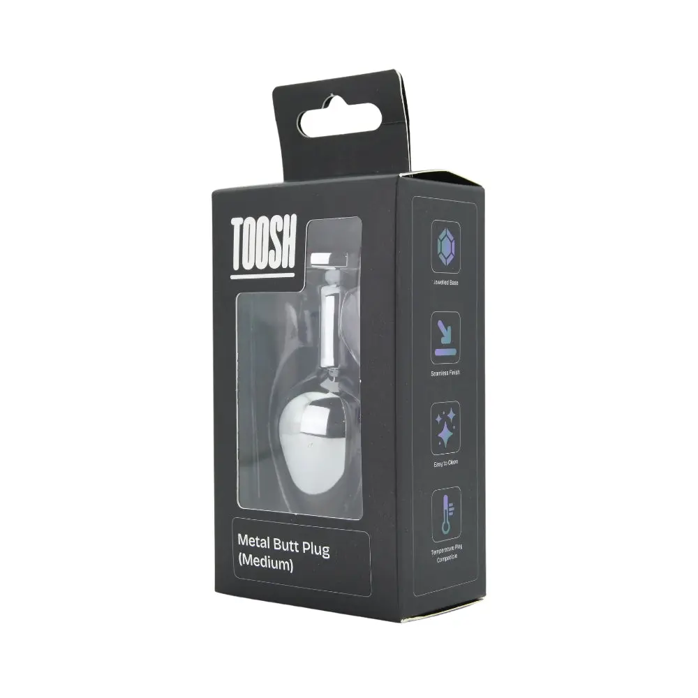 Toosh Silver Metal Butt Plug Medium Red Stone - Image 10