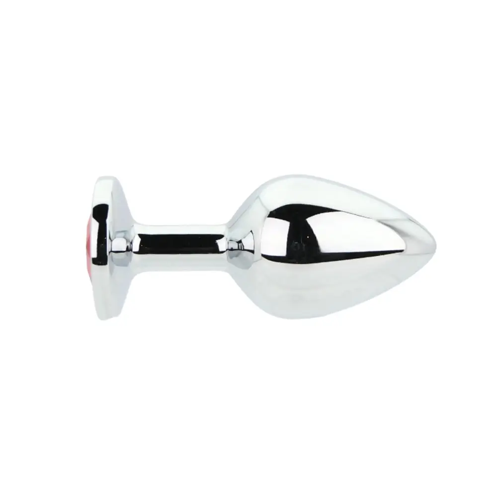 Toosh Silver Metal Butt Plug Medium Red Stone - Image 3