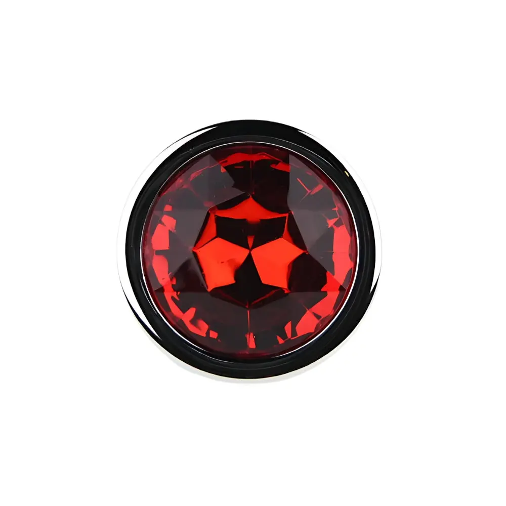 Toosh Silver Metal Butt Plug Medium Red Stone - Image 6