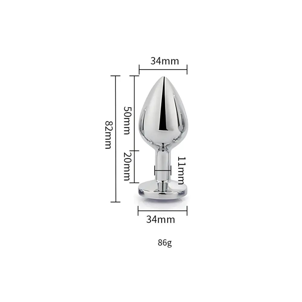 Toosh Silver Metal Butt Plug Medium Red Stone - Image 7