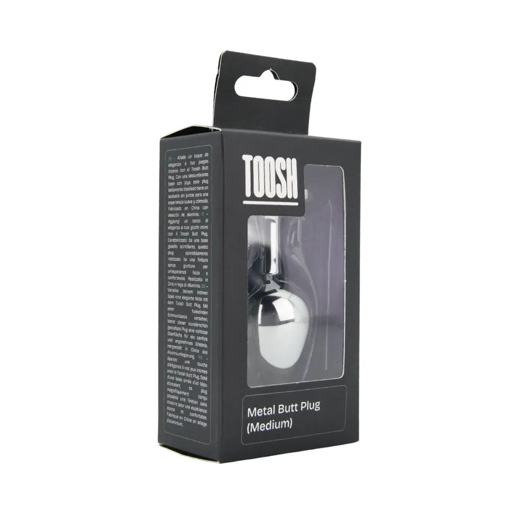 Toosh Silver Metal Butt Plug Medium Red Stone - Image 9