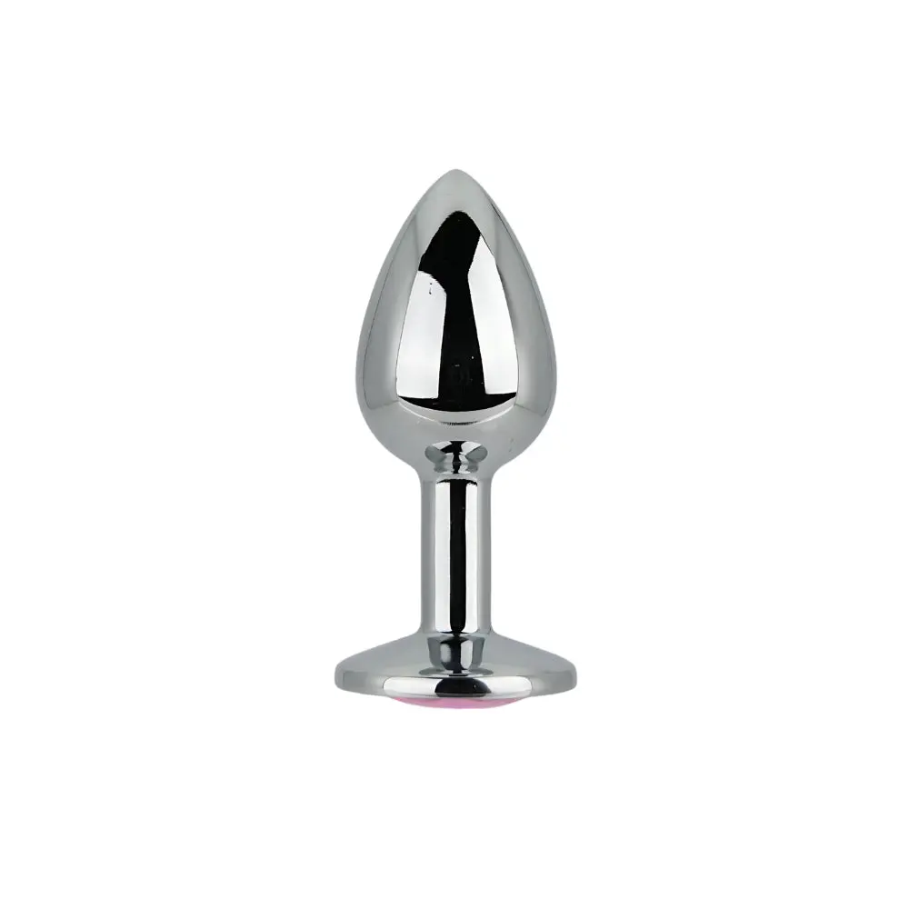 Toosh Silver Metal Butt Plug Small Pink Stone