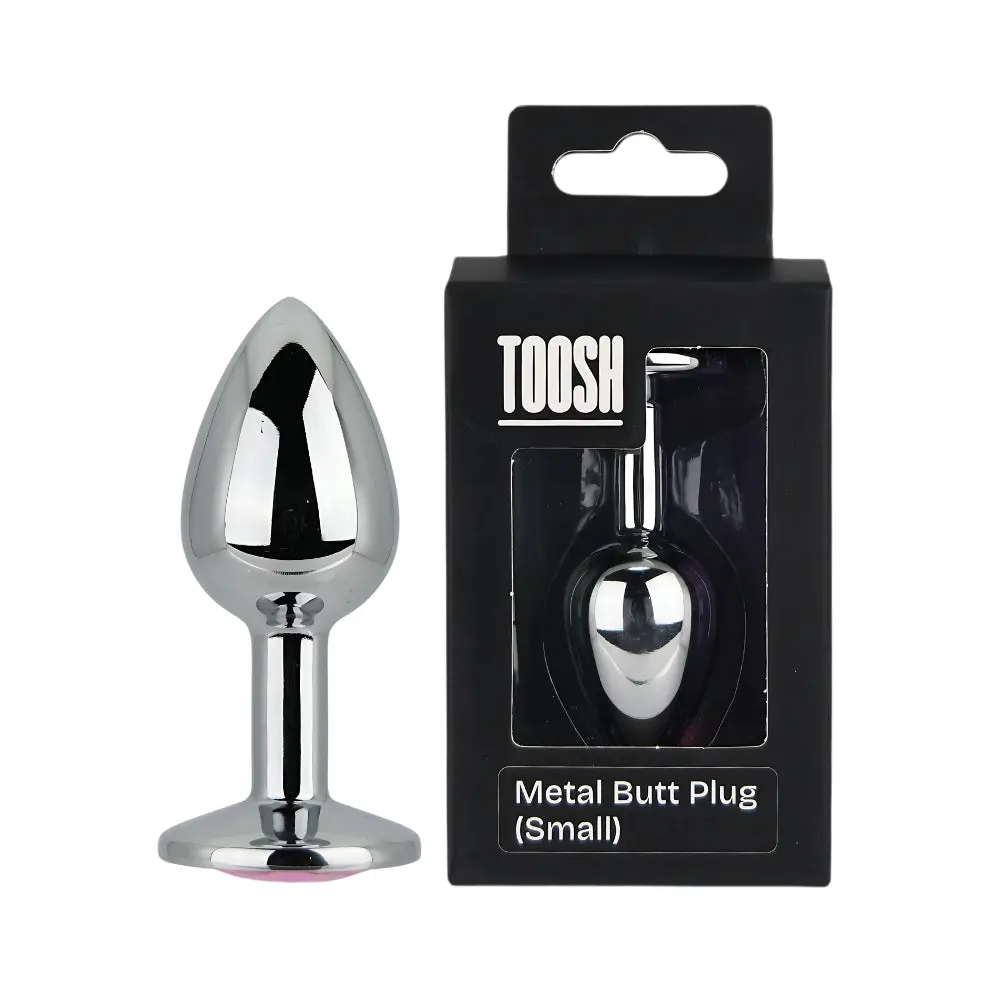 Toosh Silver Metal Butt Plug Small Pink Stone - Image 11