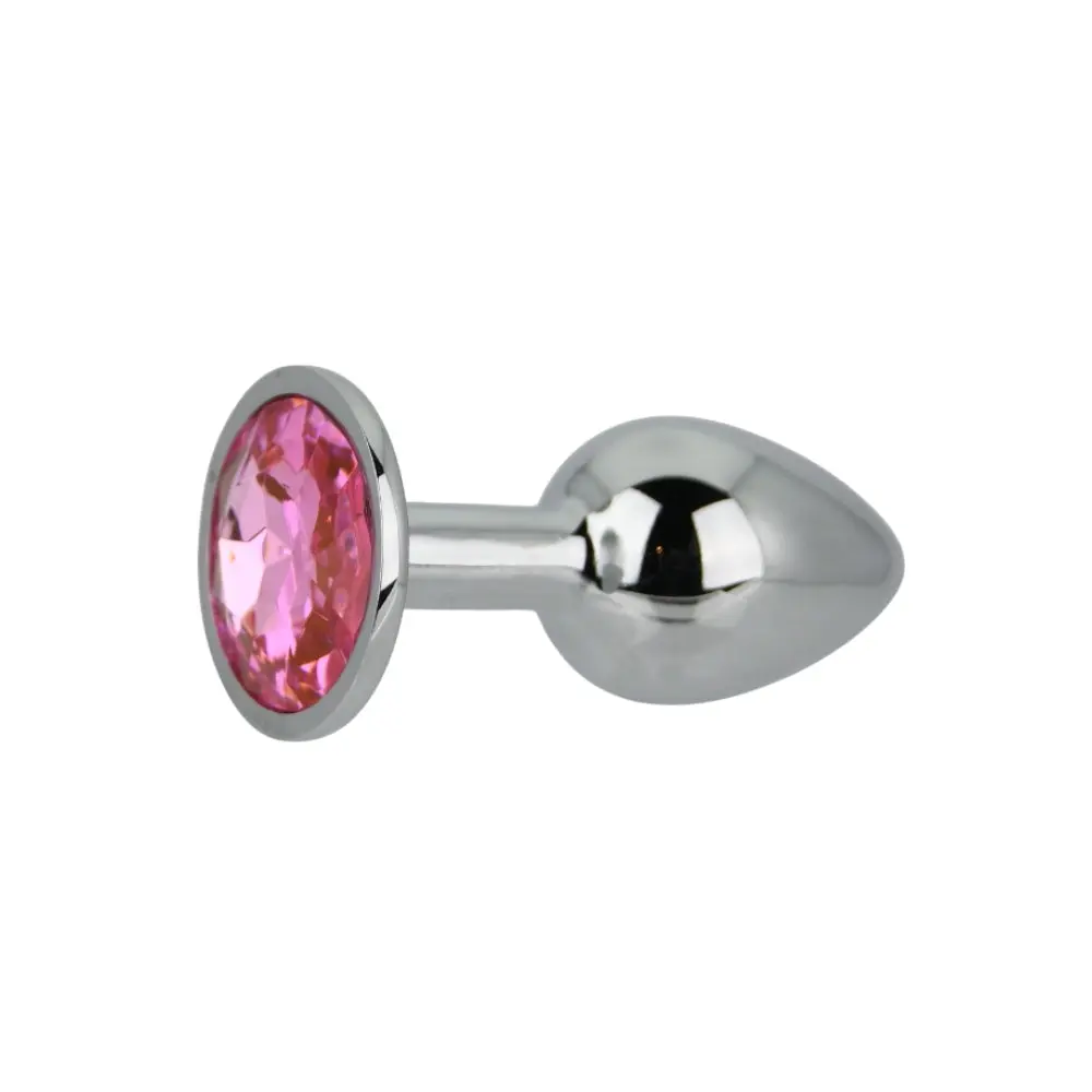 Toosh Silver Metal Butt Plug Small Pink Stone - Image 3