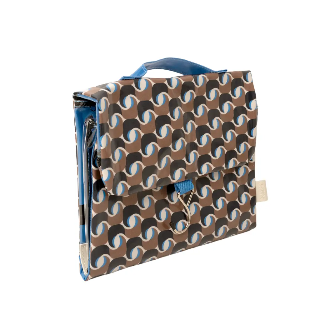 Victoria Green Threefold Hanging Wash Bag - Geometra Azure - Image 3